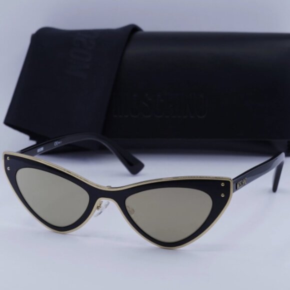 New Moschino MOS051/S 0J5G UE Shiny Black/Gold/Gold Mirror 50-21-150 Sunglasses main image 5